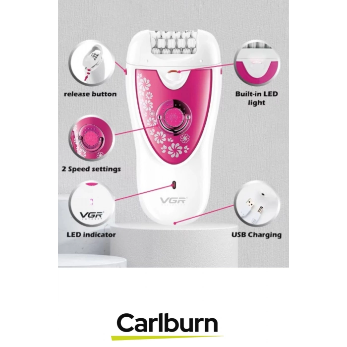 Premium Şarjlı Ergonomik Kompakt 2 Kademe Hız Ayarlı Profesyonel Döner 2 Başlıklı Epilasyon Aleti