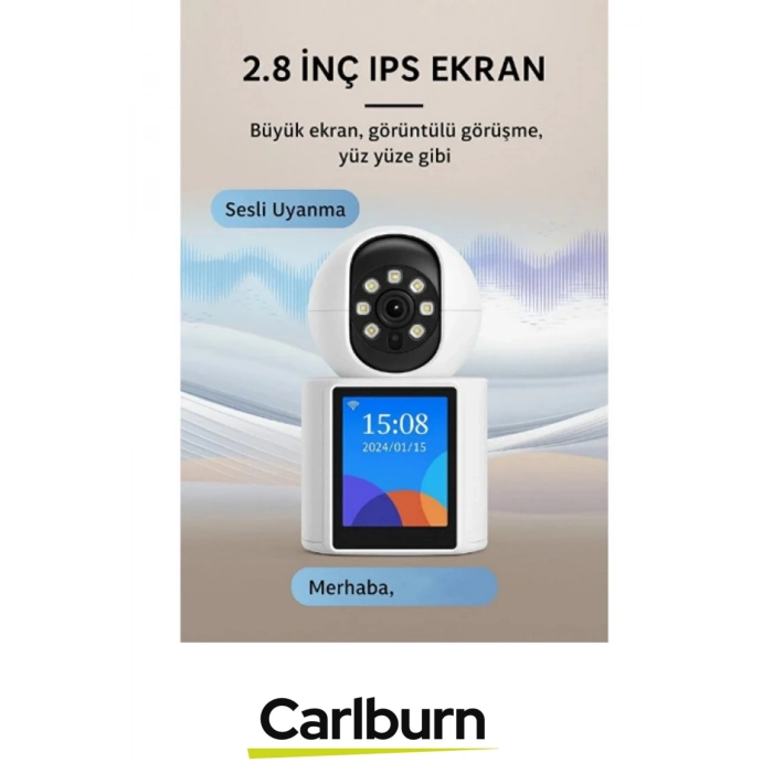2.8 inç IPS Ekranlı Çift Taraflı Seslendirme Hareket Algılama 4MP Lens 2.4 GHz Akıllı Ev Kamerası