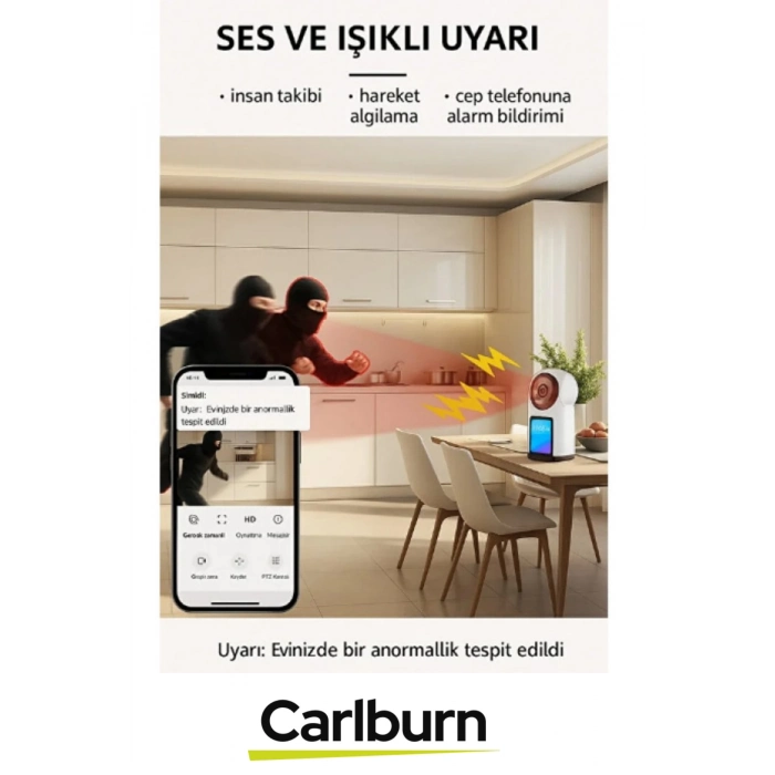 2.8 inç IPS Ekranlı Çift Taraflı Seslendirme Hareket Algılama 4MP Lens 2.4 GHz Akıllı Ev Kamerası