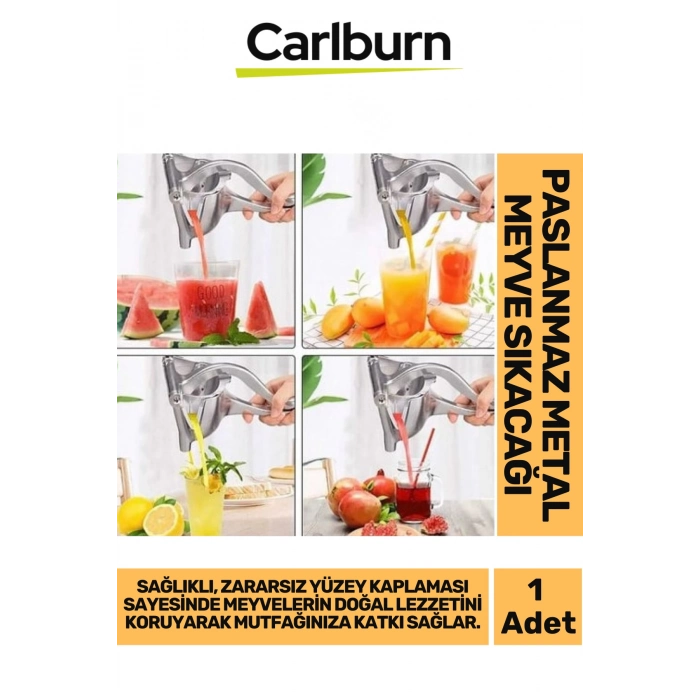 Özel Üretim Zararsız Yüzey Kaplamalı Portakal Limon Nar Paslanmaz Metal Meyve Sıkacağı El Presi