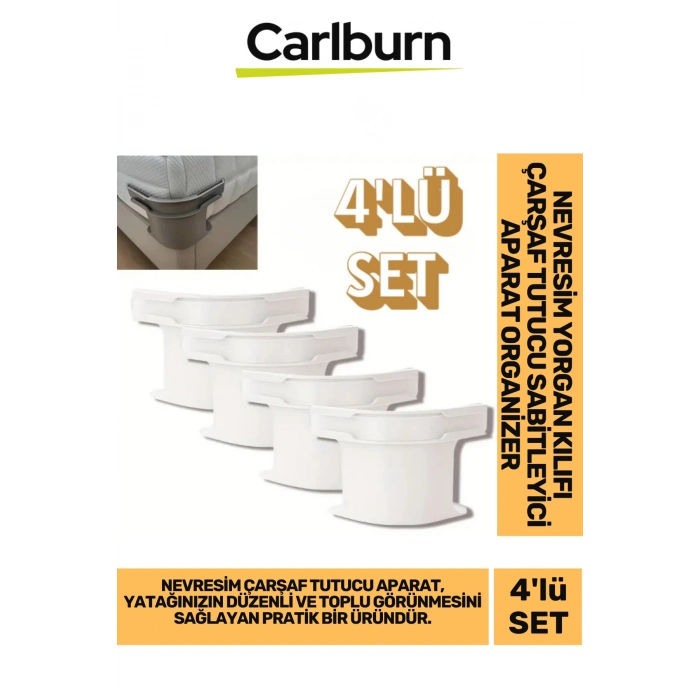 Özel Üretim Kaymaz Pratik Nevresim Yorgan Kılıfı Çarşaf Tutucu Sabitleyici Aparat Organizer 4lü Set