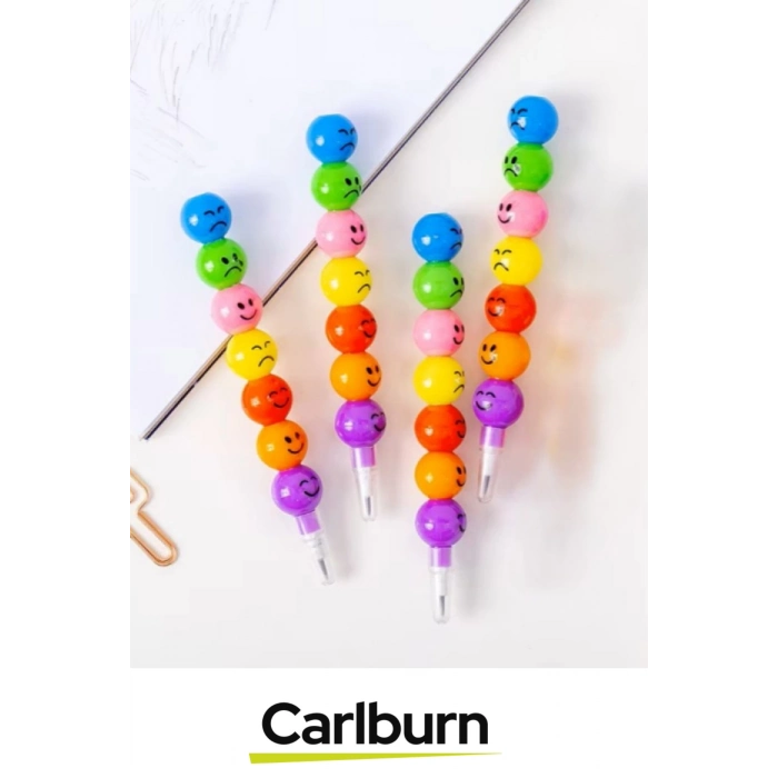 Özel Tasarım İlkokul Okul Öğrenci Eğlenceli Renkli Hafif Emojili Yumurtlayan Mini Kalem Seti 4lü