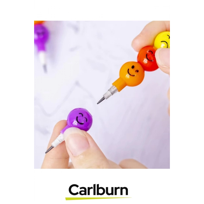 Özel Tasarım İlkokul Okul Öğrenci Eğlenceli Renkli Hafif Emojili Yumurtlayan Mini Kalem Seti 4lü