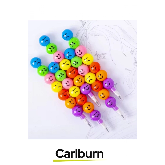 Özel Tasarım İlkokul Okul Öğrenci Eğlenceli Renkli Hafif Emojili Yumurtlayan Mini Kalem Seti 4lü