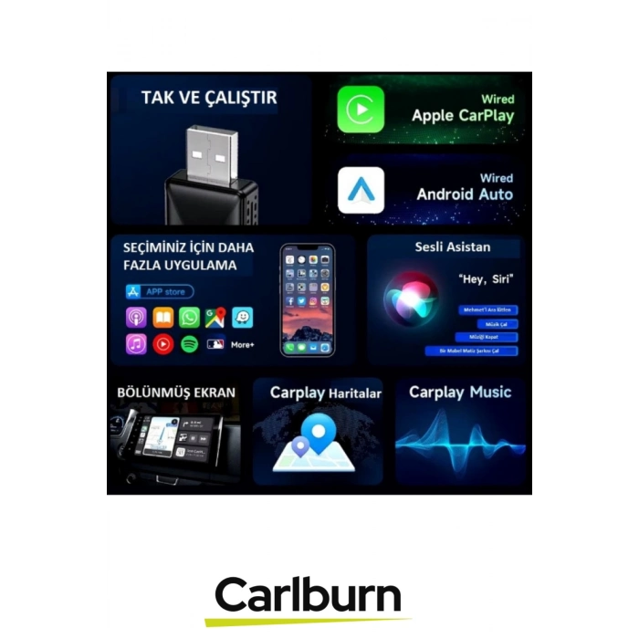 Premium Bluetooth 5.4 Tak Çalıştır Hızlı Wifi 6 Teknolojisi MPIA CP-2 Android Car Play Auto Adaptör