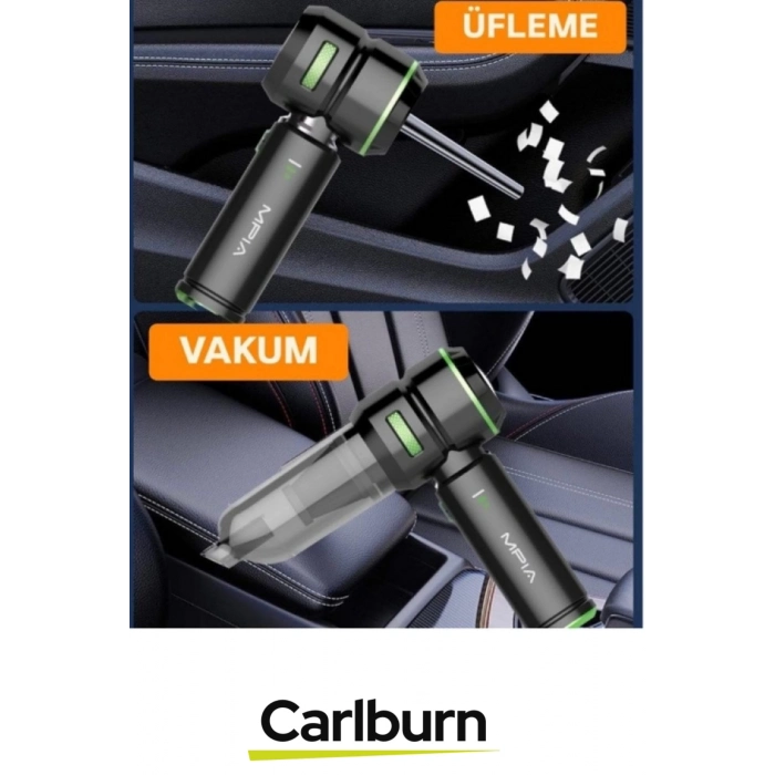 Premium 18000 PA Çekim Emiş Gücü 180W Led Göstergeli 0.5L Hacimli Şarjlı 10200 mAh Araç Süpürgesi