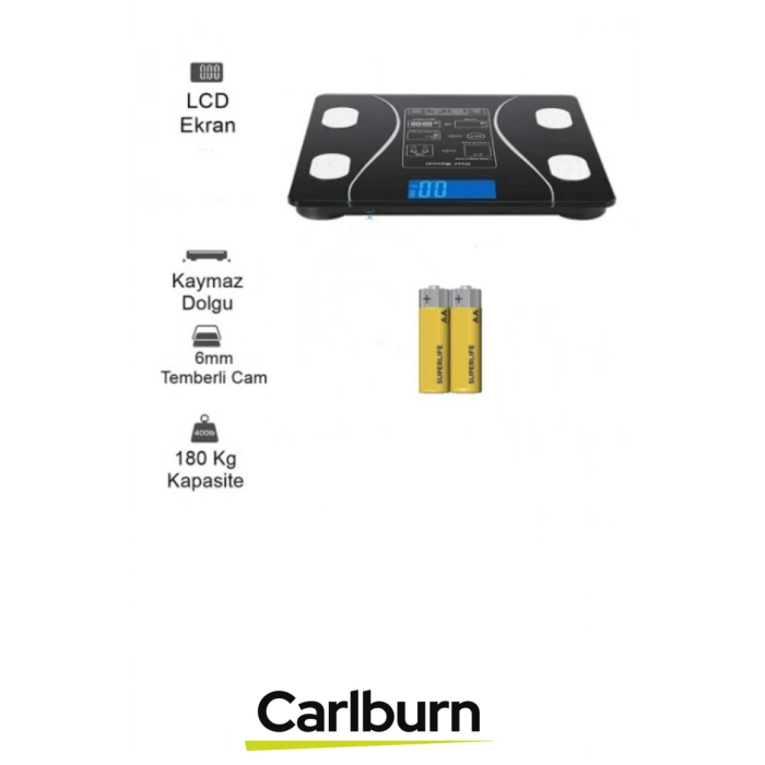 Lcd Ekran Kas Kütle Vücut Yağı Kemik Kütle Protein Oranı Ölçer Bluetooth Özellikli Akıllı Tartı