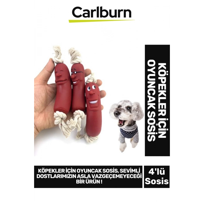 Özel Üretim Dayanıklı Eğitim Çene Kası Kuvvetlendirici Köpek Evcil Hayvan Oyuncak 4lü 40cm Sosis