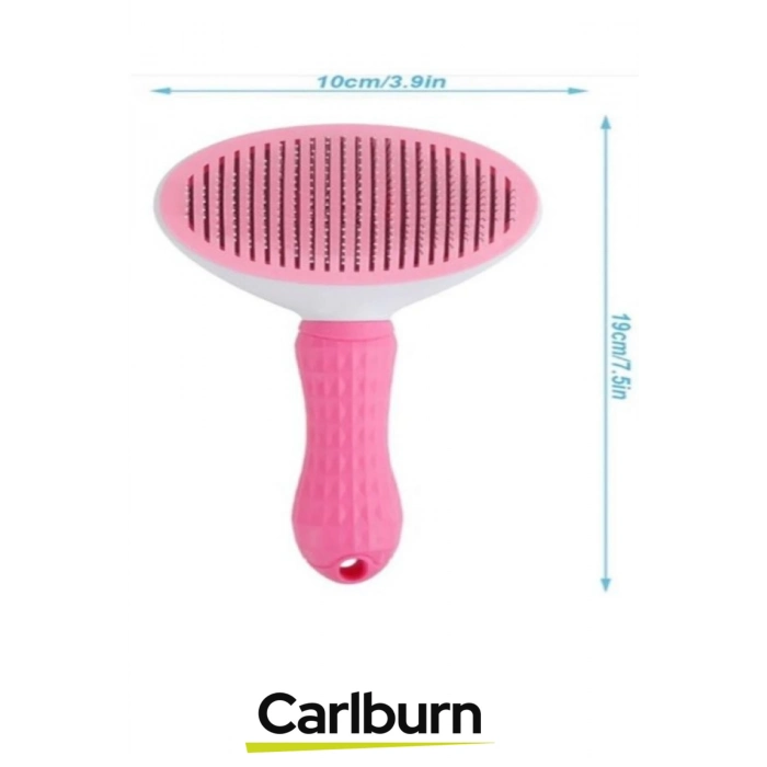 Premium Otomatik Tuşlu Temizlenen Evcil Hayvan Kedi Köpek Pet Tüy Toplayıcı Tarağı - Pembe