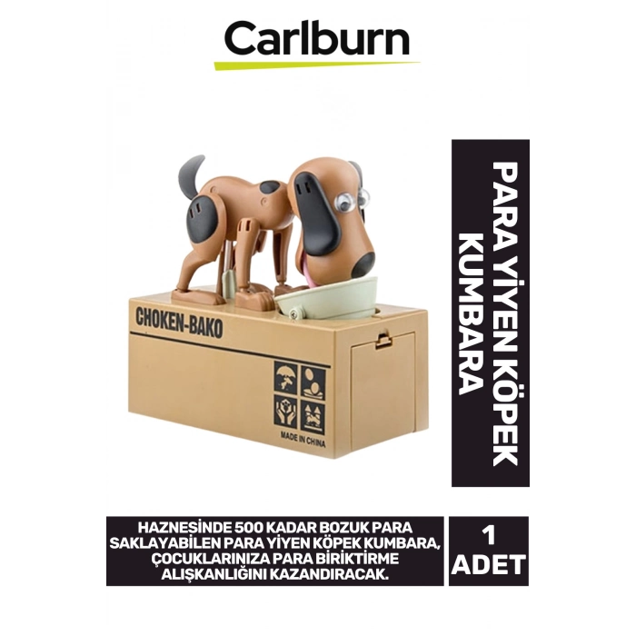 Özel Üretim Dekoratif 500 Demir Para Kapasiteli Pilli Para Yiyen Köpek Kumbara 16x15x8cm