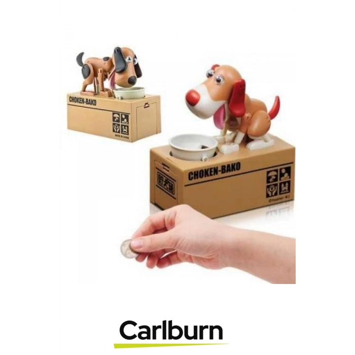 Özel Üretim Dekoratif 500 Demir Para Kapasiteli Pilli Para Yiyen Köpek Kumbara 16x15x8cm