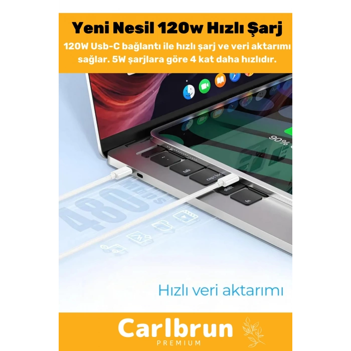 Premium 120W Ultra Hızlı Şarj Seti Adaptör + Type C Kablosu Tüm Telefonlara Uyumlu Şarj Cihazı