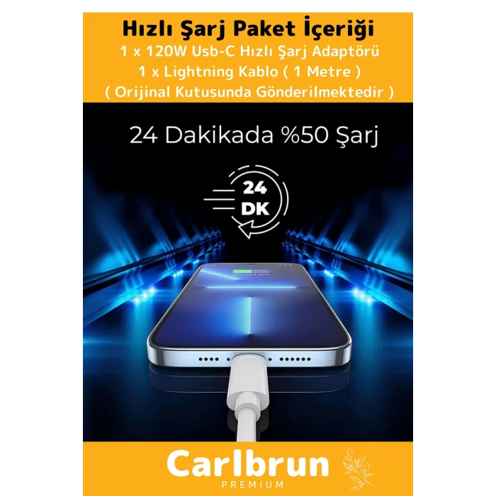 Premium 67W Ultra Hızlı Şarj Seti Adaptör + Type C Kablosu Tüm Telefonlara Uyumlu Şarj Cihazı