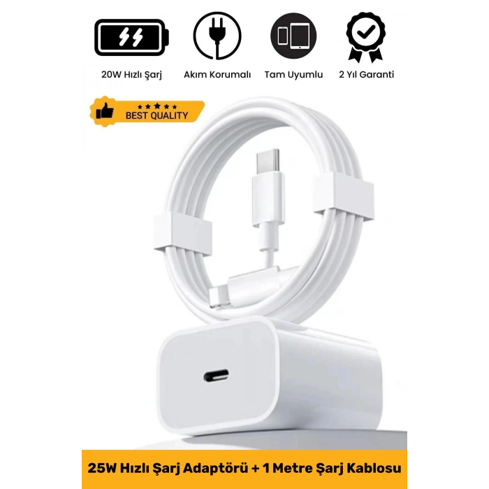 Macbook İphone Tüm Serilere Uyumlu 25w 15 16 17 Plus Pro Type C Kablolu Hızlı Şarj Seti Adaptör