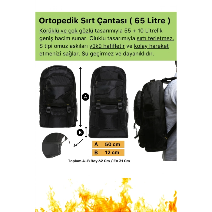 Premium Tam Kapsamlı Hazır Yangın Tüpü Battaniye Kazma Kürek Baret Dahil Acil Durum Sırt Çantası