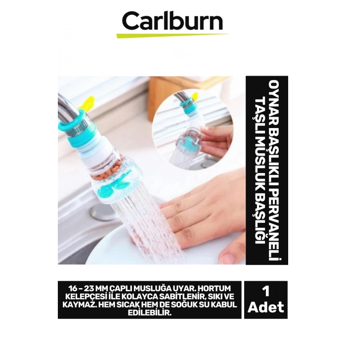 Özel Tasarım 360 Derece Oynar Su Tasarruflu Mineral Taşlı Başlıklı Pervaneli Musluk Başlığı