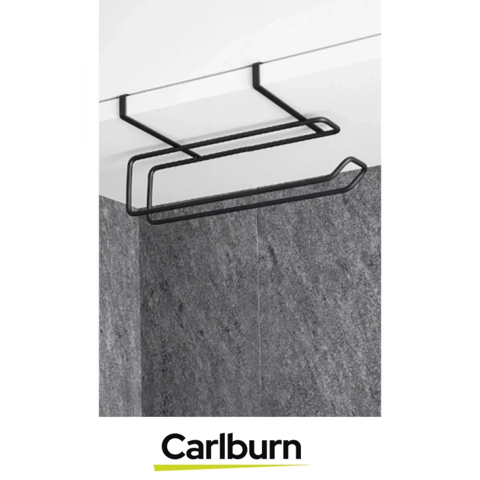 Özel Üretim 28x13 cm Metal İz Bırakmayan Kolay Montaj Dayanıklı Siyah Dolap İçi Kağıt Havluluk Askı