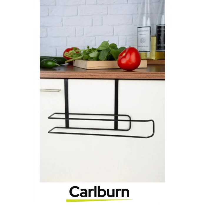 Özel Üretim 28x13 cm Metal İz Bırakmayan Kolay Montaj Dayanıklı Siyah Dolap İçi Kağıt Havluluk Askı