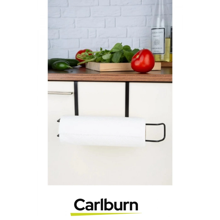 Özel Üretim 28x13 cm Metal İz Bırakmayan Kolay Montaj Dayanıklı Siyah Dolap İçi Kağıt Havluluk Askı