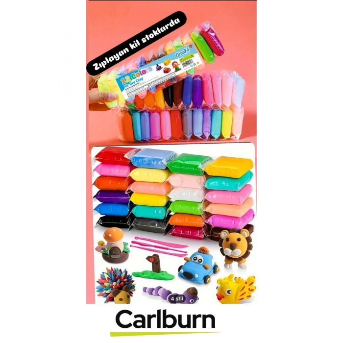 Özel Üretim Esnek Yumuşak Doku Dağılmayan Kıvamlı Zıplayan Hamur Karışık Renk 90 gr x 12 Adet