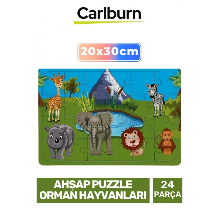 Özel Üretim Eğitici Zeka Geliştirici Öğretici Ahşap Puzzle Orman Hayvanları - 24 Parça