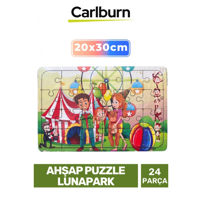 Özel Üretim Eğitici Zeka Geliştirici Öğretici El Göz Koordinasyonu Ahşap Puzzle Lunapark - 24 Parça