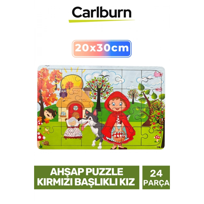 Özel Üretim Zeka Geliştirici Öğretici Göz Koordinasyonu Ahşap Puzzle Kırmızı Başlıklı Kız 24 Parça