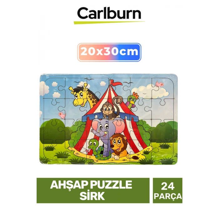 Özel Seri Eğitici Zeka Geliştirici Öğretici El Göz Koordinasyonu Ahşap Puzzle Sirk - 24 Parça