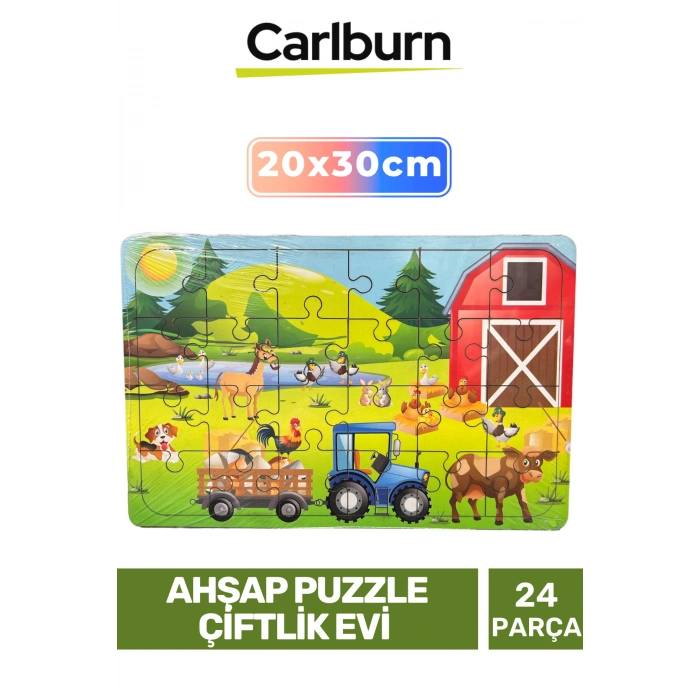Özel Seri Eğitici Zeka Geliştirici Öğretici El Göz Koordinasyonu Ahşap Puzzle Çiftlik Evi - 24 Parça