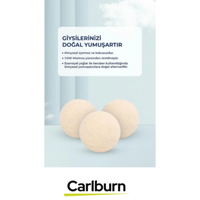 Kırışıklık Azaltıcı Çabuk Kuruma Sağlayan Doğan Sürtünme Engelleyici 3lü Yün Kurutma Topu Seti