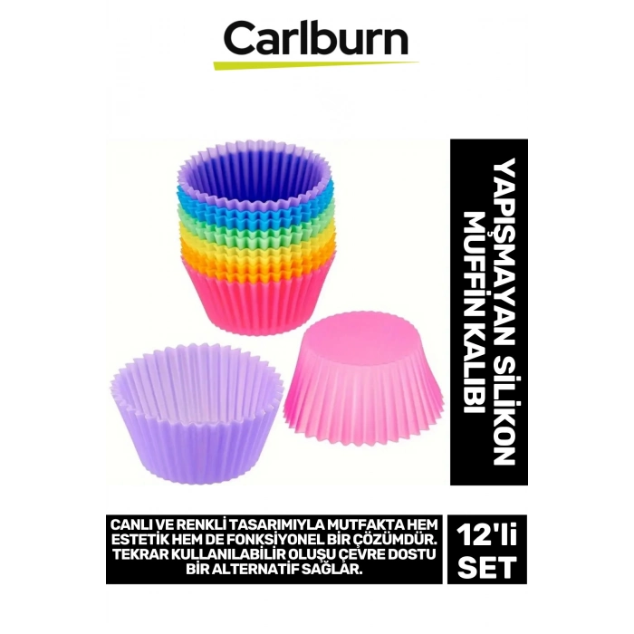 Özel Esnek Yapışmaz Yüksek Isıya Dayanıklı Yıkanabilir Fırın 12li Silikon Kek Muffin Cupcake Kalıbı