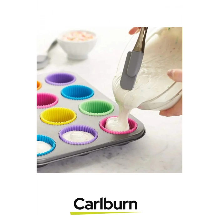 Özel Esnek Yapışmaz Yüksek Isıya Dayanıklı Yıkanabilir Fırın 12li Silikon Kek Muffin Cupcake Kalıbı