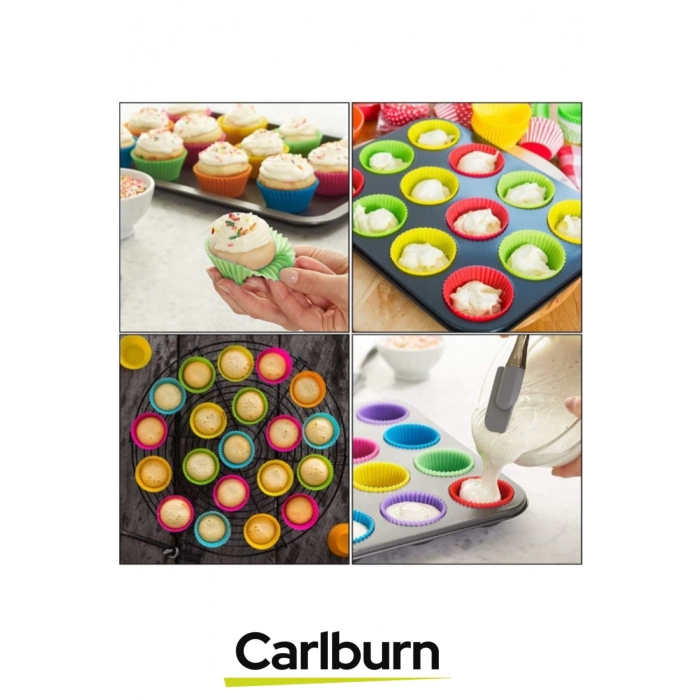 Özel Esnek Yapışmaz Yüksek Isıya Dayanıklı Yıkanabilir Fırın 12li Silikon Kek Muffin Cupcake Kalıbı