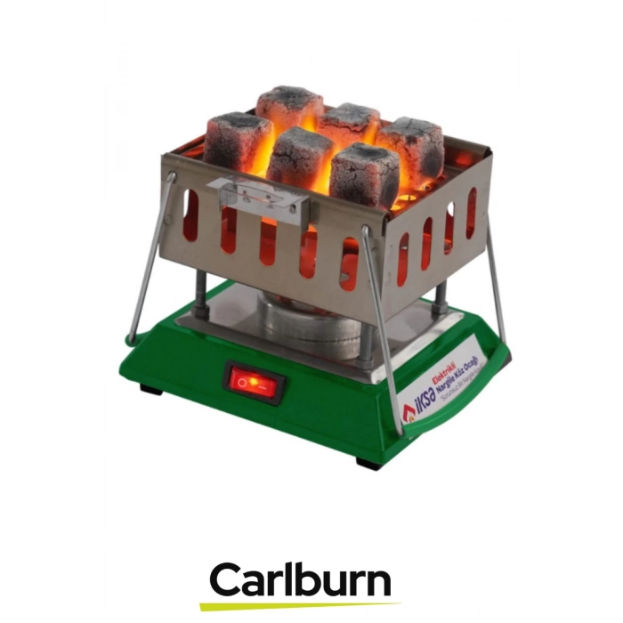 Premium Seri Açma Kapama Düğmeli Dayanıklı Emaye Kaplama Kare Krom Elektrikli Nargile Köz Ocağı