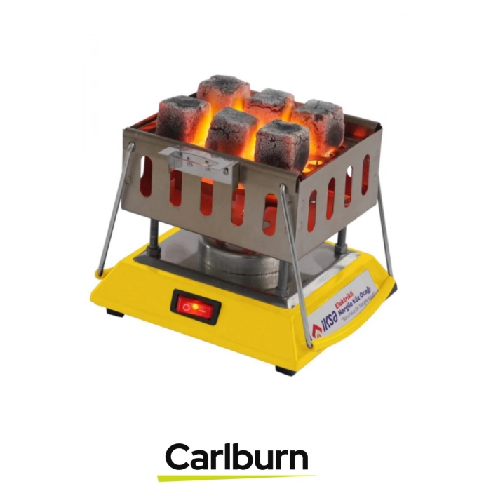 Premium Seri Açma Kapama Düğmeli Dayanıklı Emaye Kaplama Kare Krom Elektrikli Nargile Köz Ocağı