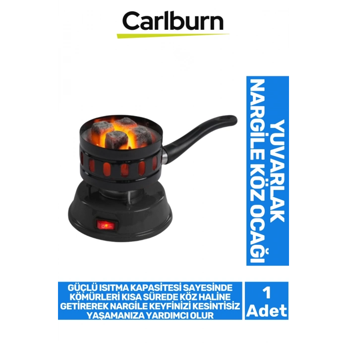 Premium Açma Kapama Düğmeli Dayanıklı Emaye Kaplama Yuvarlak Galvaniz Elektrikli Nargile Köz Ocağı