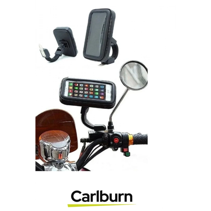 Özel Üretim Şeffaf Ön Yüzeyli Hafif 360 Derece Dönebilen Su Geçirmez Motosiklet Telefon Tutucu