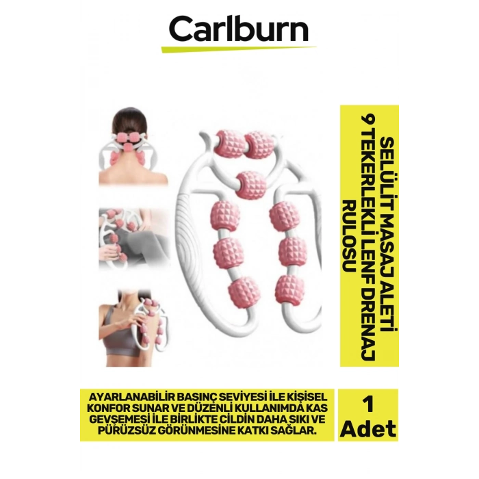 Premium Çift Taraflı Ayarlanabilir Basınç Seviyeli Selülit Masaj Aleti 9 Tekerlekli Lenf Drenaj Rulo