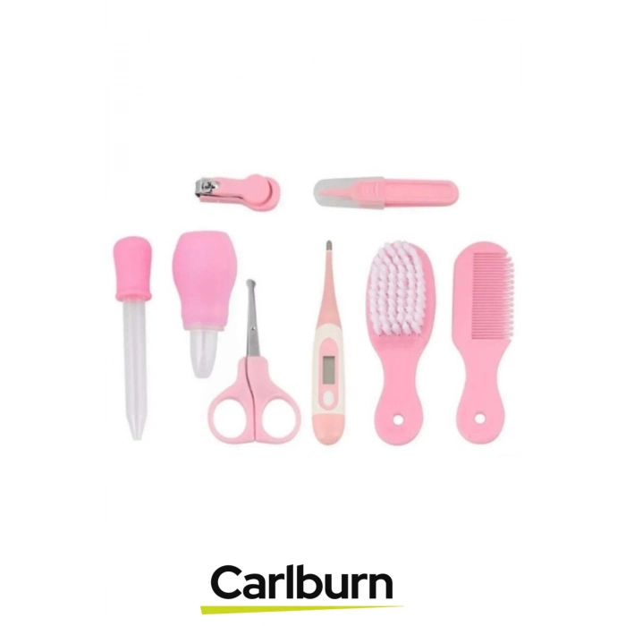 Özel Üretim Fırça Tırnak Makası Cımbız Termometre Aspiratör Damlalık 8 Parça Bebek Bakım Seti