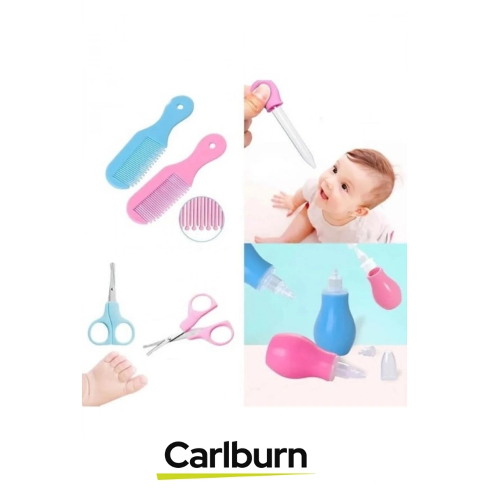 Özel Üretim Fırça Tırnak Makası Cımbız Termometre Aspiratör Damlalık 8 Parça Bebek Bakım Seti