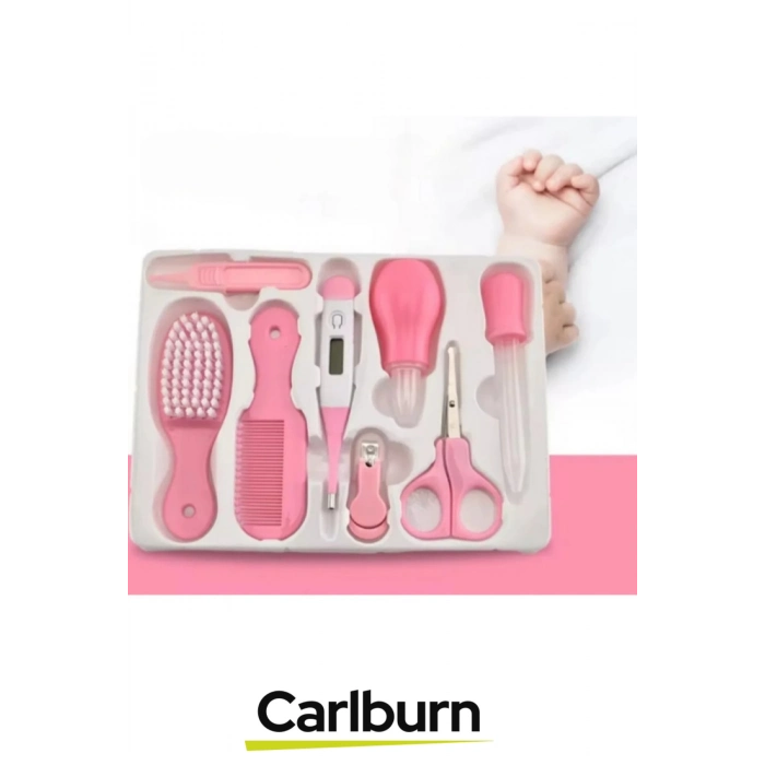 Özel Üretim Fırça Tırnak Makası Cımbız Termometre Aspiratör Damlalık 8 Parça Bebek Bakım Seti