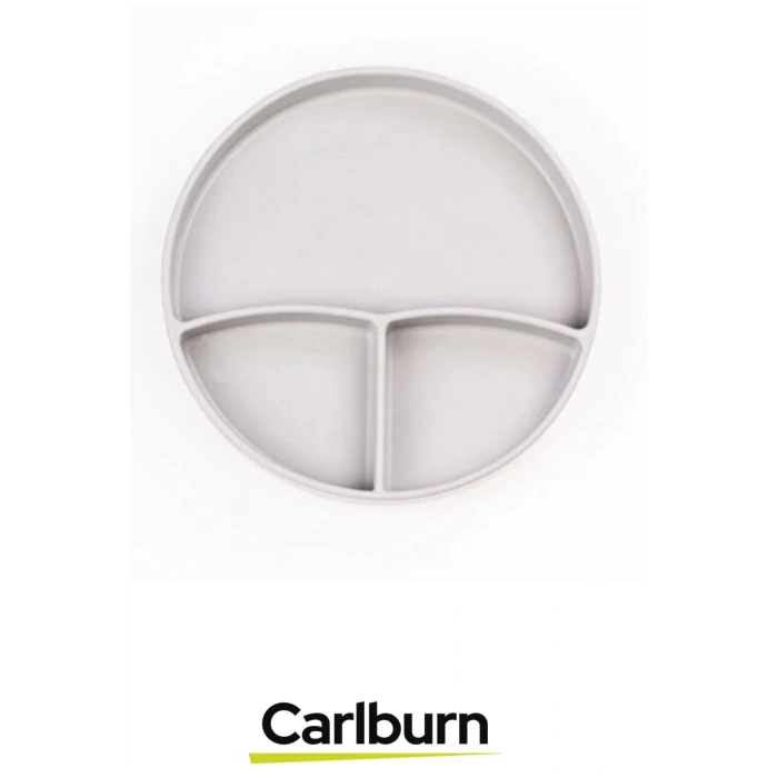 Özel Üretim BPA İçermeyen Kaymaz Önlük Diş Kaşıyıcı Kaşık Vakumlu Tabak 3’lü Silikon Gri Yemek Seti