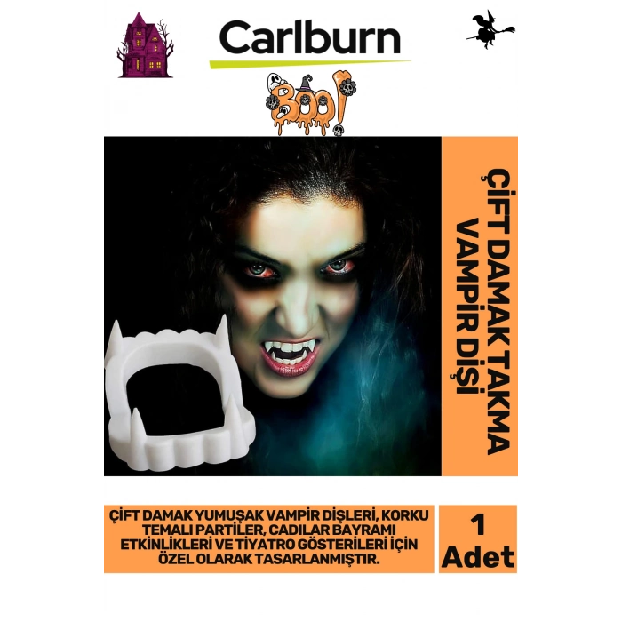 Özel Üretim Kostüm Parti Halloween Cadılar Bayramı Esnek Beyaz Renk Çift Damak Takma Vampir Dişi