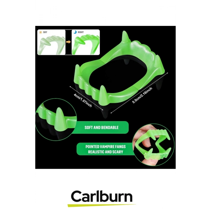 Özel Üretim Cadılar Bayramı Kostüm Partisi Fosforlu Karanlıkta Işıldayan Çift Damak Takma Vampir Diş