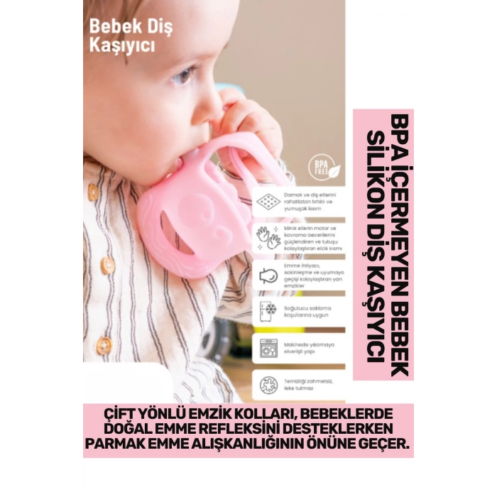 Bpa İçermeyen Yumuşak Diş Çıkarma Dönemi Kaşıma Karşıtı Eğlenceli Güvenli Bebek Silikon Diş Kaşıyıcı