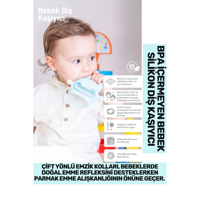 Bpa İçermeyen Yumuşak Diş Çıkarma Dönemi Kaşıma Karşıtı Eğlenceli Güvenli Bebek Silikon Diş Kaşıyıcı