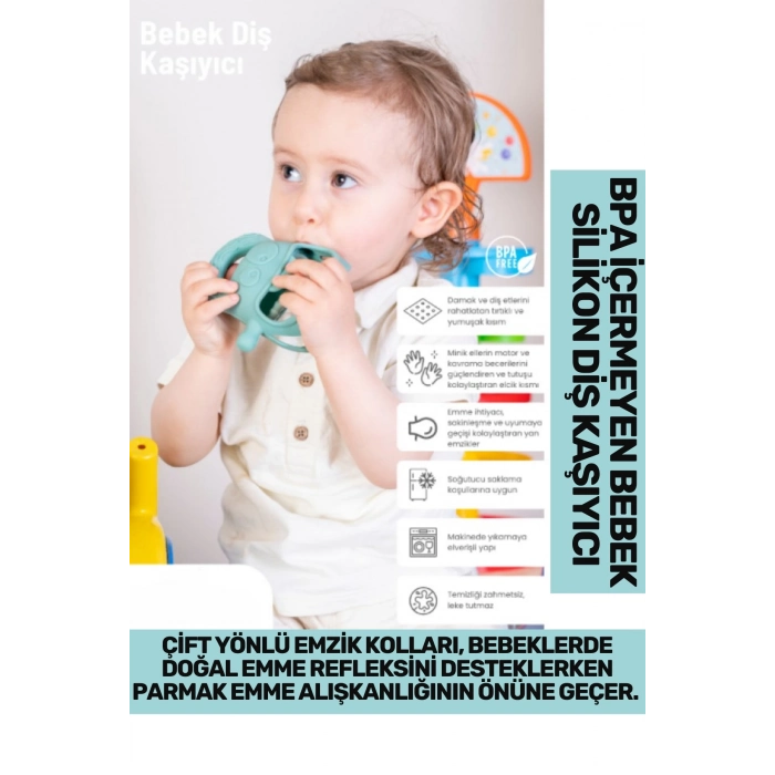 Bpa İçermeyen Yumuşak Diş Çıkarma Dönemi Kaşıma Karşıtı Eğlenceli Güvenli Bebek Silikon Diş Kaşıyıcı