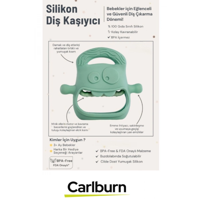 Bpa İçermeyen Yumuşak Diş Çıkarma Dönemi Kaşıma Karşıtı Eğlenceli Güvenli Bebek Silikon Diş Kaşıyıcı