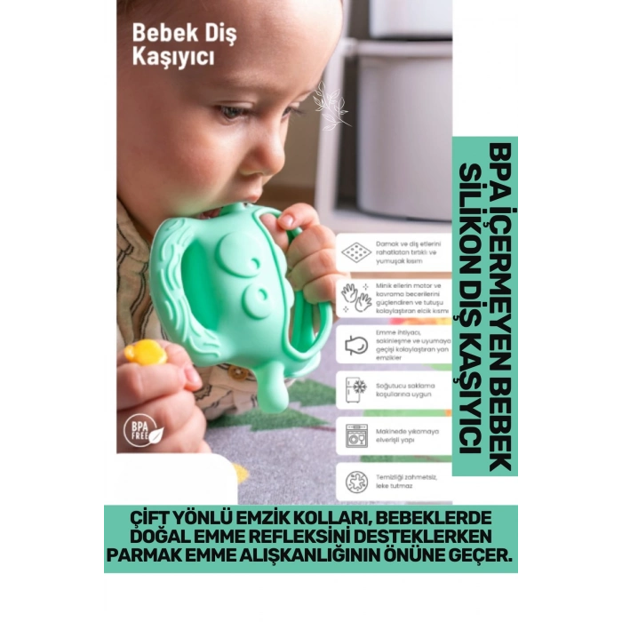 Bpa İçermeyen Yumuşak Diş Çıkarma Dönemi Kaşıma Karşıtı Eğlenceli Güvenli Bebek Silikon Diş Kaşıyıcı