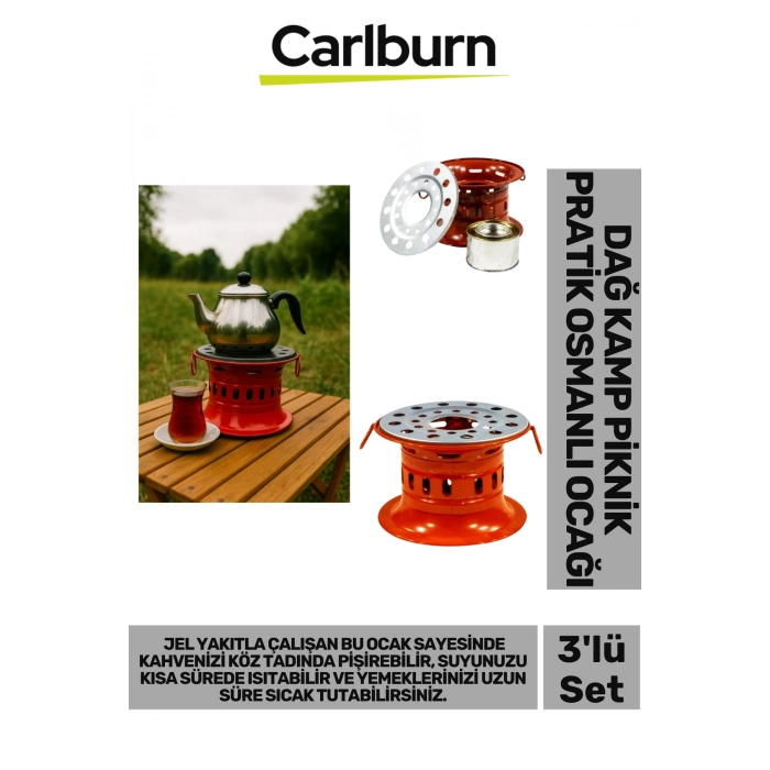 Özel Üretim Sağlam Metal Gövdeli Kamp Piknik Çay Kahve Su Isıtma Jel Yakıla Çalışan Osmanlı Ocağı